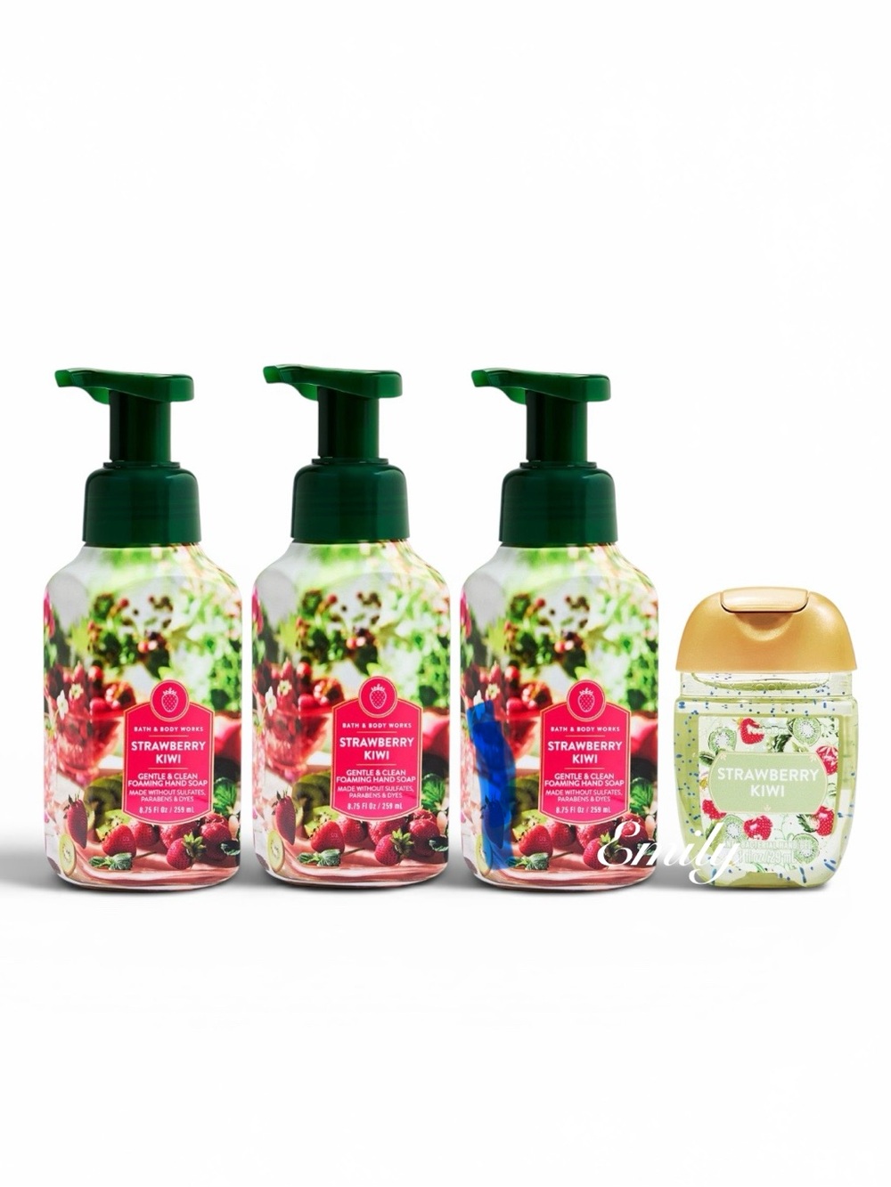 3x STRAWBERRY KIWI Bath & Body Works Foam Hand Soap + matching refill bundle